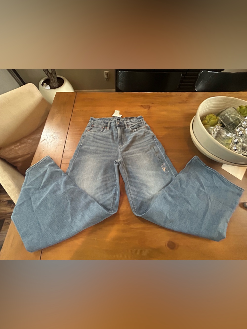 NWT AE Dreamy Drape Stretch Super High-Waisted Baggy Wide-Leg Jean - Picture 4 of 13